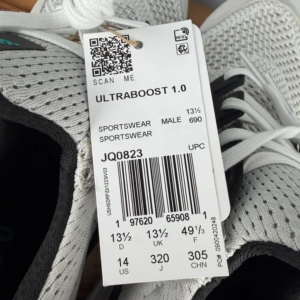 Adidas UltraBoost 1.0 White Pure Teal Running Shoes Men’s Size 14 JQ0823 NEW